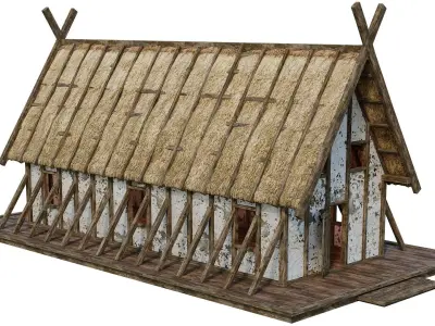 Old Medieval Building House 4K Textures GameReady 89 Low-poly 3D model