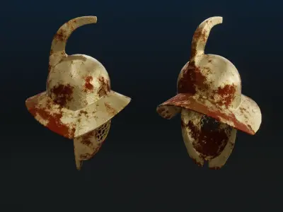 Conquistador Helmet - Rusted -  Historical Helmet Low-poly 3D model