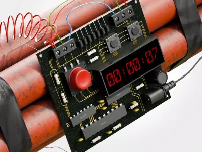 Dynamite Time Bomb PBR Low-Poly Low-poly 3D model
