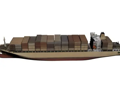 Realistic Container Cargo Ship High Detail Vessel 3D model