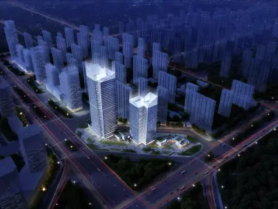 3Dmax fashion city commercial square building 357 3D model