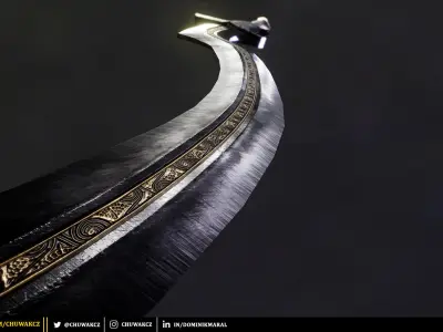 Obsidian Egyptian Khopesh Sword - PBR game ready 3d weaponl Low-poly 3D model