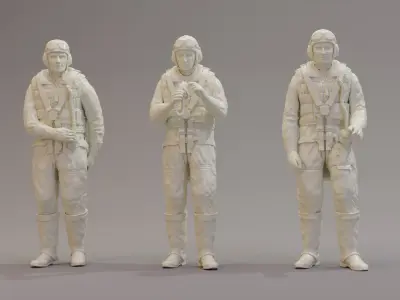 Luftwaffe WWII Aircrew x 3 3D print model