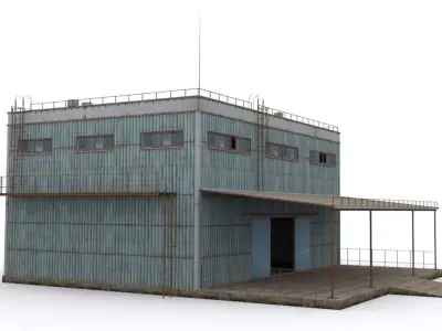 Hangar military building Low-poly 3D model