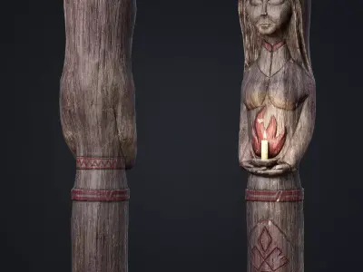 Wooden Totem 1 Low-poly 3D model