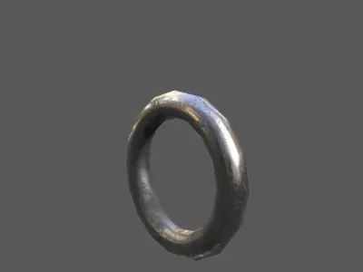 Padlock and chain ring Low-poly 3D model