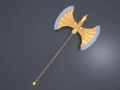 Two sided axe weapon VR AR low-poly 3D model Low-poly 3D model