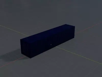 Shipping Container gentian blue 40ft Low-poly 3D model