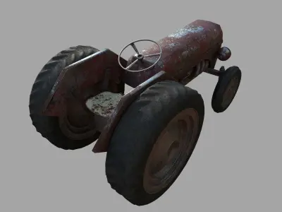 Old Tractor Low-poly 3D model