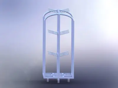 Trolley metal rack with four shelves 3D model