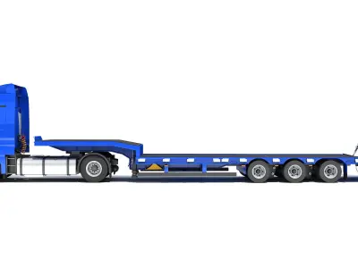 Heavy Truck with Semi Low Loader Trailer 3D model