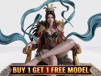 Blindfolded Empress and Free Celestial Maiden Premium Static  3D model