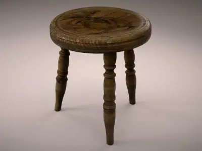 Vintage Stool Low-poly 3D model