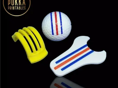 Golf Ball Marker Triple Track Alignment Aid Tool STL 3D print model