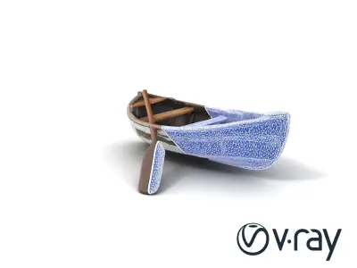 Weathered Rowboat and Oars Historical model pack Low-poly 3D model