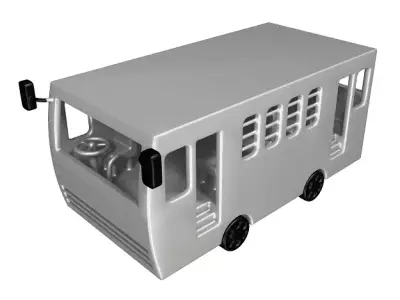 Classic Metallic Bus Low-poly 3D model