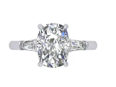 3 -stone cushion ring 3D print model