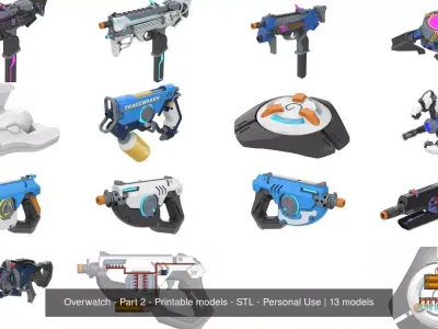  Overwatch Weapons - Part 2 - 13 Printable models - Personal Use 3D Model Pack