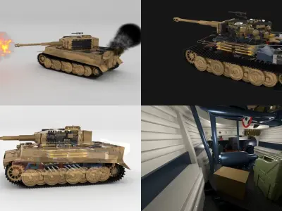 Fully built Panzer Tiger Tank Late 1944 v1 Firing  3D model