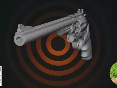 Classic Steel Magnum Revolver 3D model