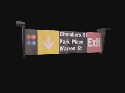 Metro Sign Low-poly 3D model