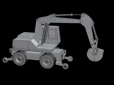 Railroad excavator Low-poly 3D model
