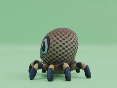 Plush Spider Toy Baby Cute Big Head Low-poly 3D model