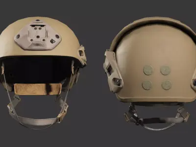 Modern Tactical Ballistic Helmet Tan - Game Ready Low-poly 3D model
