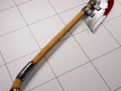 Battle Axe Low-poly 3D model 2