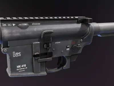 HK416 Receiver set with Barrels Low-poly 3D model