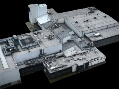industrial factory buildings dronescan Low-poly 3D model