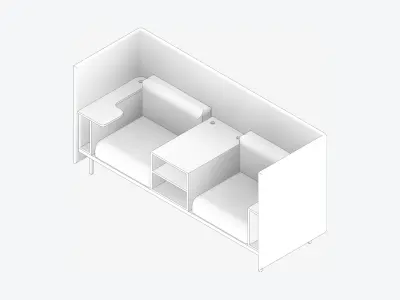 Sofa - Contemporary - Flame - Central Shelf Work Shelf - Left Low-poly 3D model