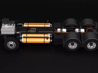 Hydrogen Fuel Cell Semi-Truck Chassis 3D model