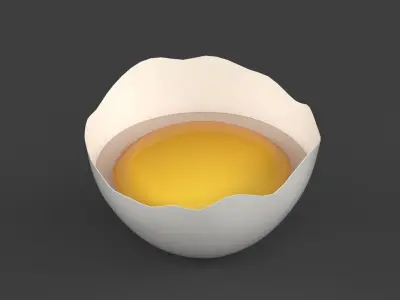 Broken White Egg 3D model
