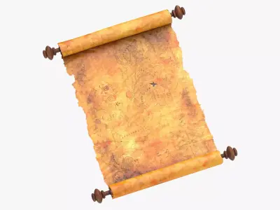 Scroll Open With Pirate Map 02 1 3D model