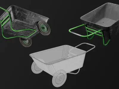 Wheelbarrow Pack Low-poly 3D model
