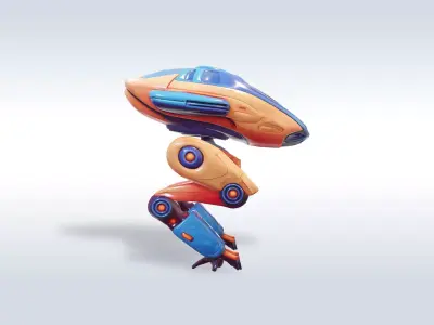 Futuristic Humanoid Mech Robot with Cockpit 106 3D model