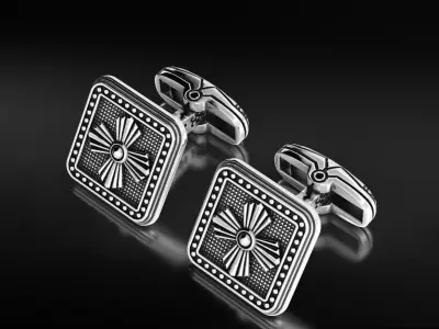 Stylish cufflinks with antique patterns 665 3D print model