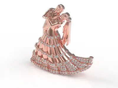 Cute Couple Diamond Pendant 3D print model