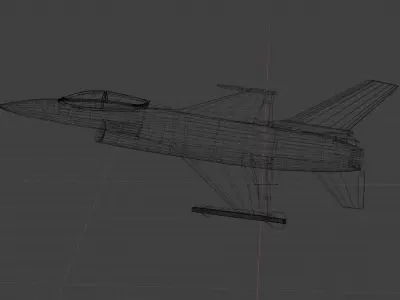 f-16 model fighter jet flying in clouds 3D model