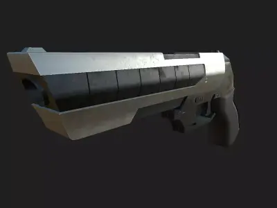 Sci-Fi Low Poly Revolver Style Gun Low-poly 3D model
