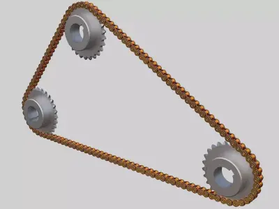 Functional chain and sprocket mechanism 3D model