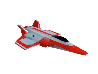 Scifi Fighter Jet Red Sparrow Low-poly 3D model