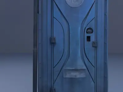 Industrial Toi Toi mobile toilet with support Low-poly 3D model