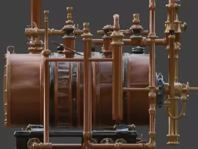Steampunk Industrial Steam Generator 3D Model Low-poly 3D model