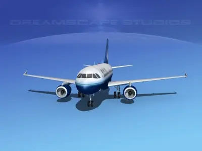 Airbus A319 United Airlines 2 3D model