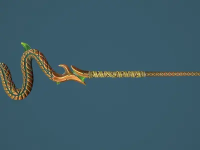 Snake staff Low-poly 3D model purchase