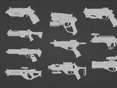 3D Pack Of Sci-fi Guns 3D model