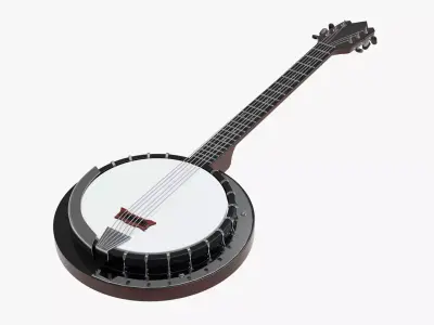 Banjo stringed musical instrument 3D model