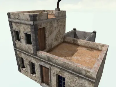 Old High-Quality 3D Colonial House Low-poly 3D model shop